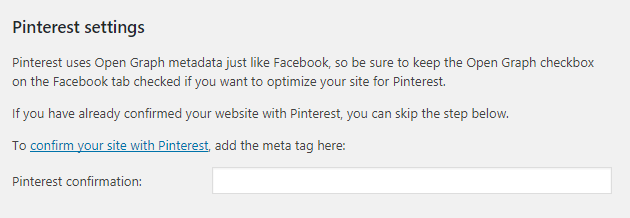 yoast pinterest settings