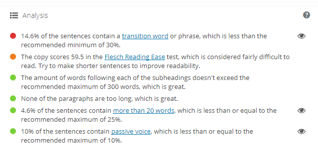 yoast readability analysis