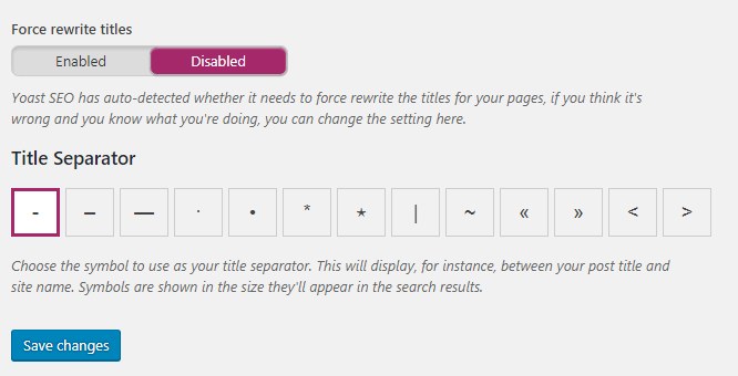 yoast page title settings