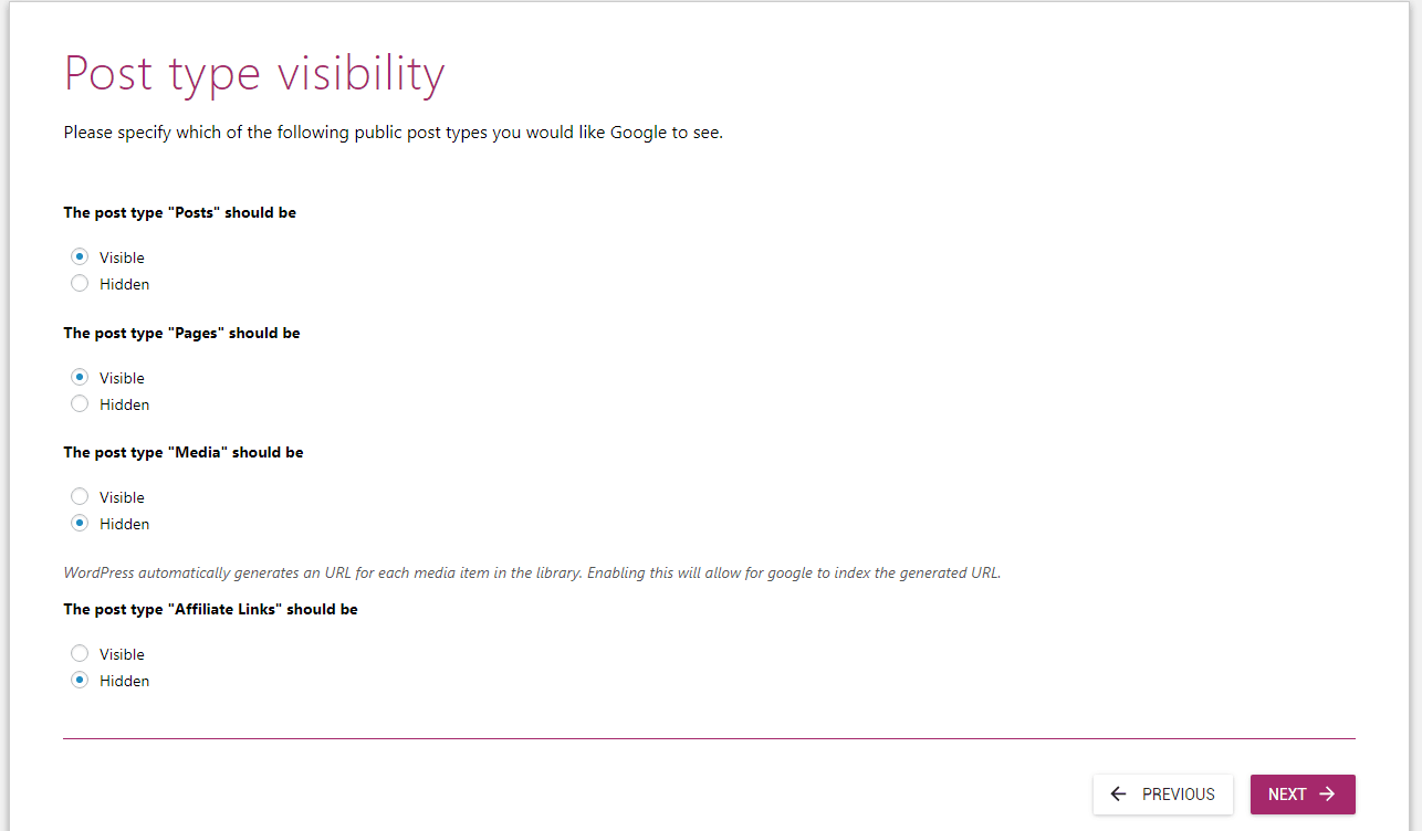 yoast post visibility