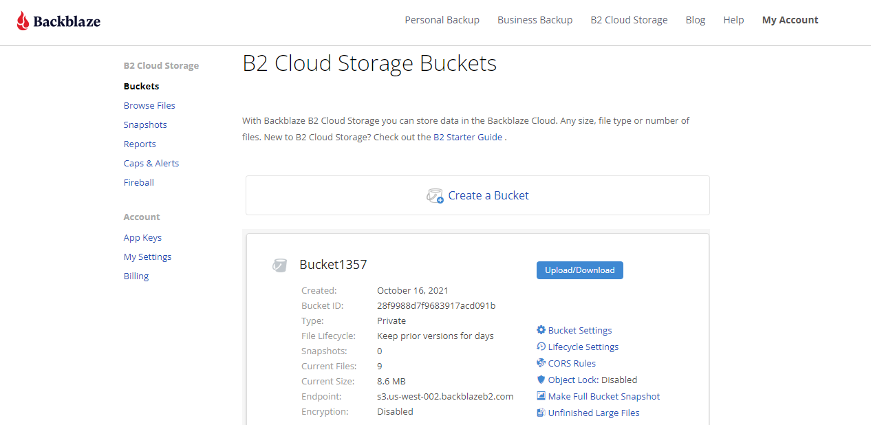 b2 cloud storage buckets