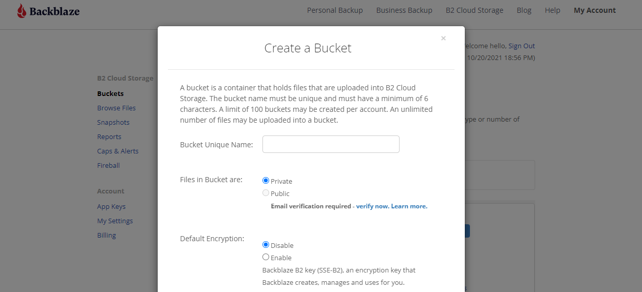 backblaze bucket