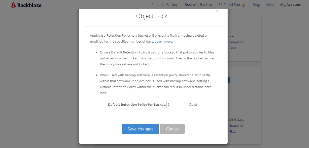 backblaze object lock