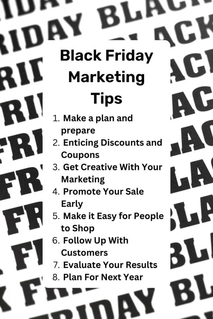 list of 2024 black friday marketing tips for