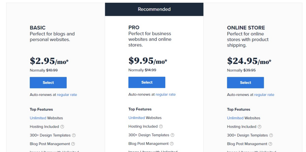 bluehost website builder pricing