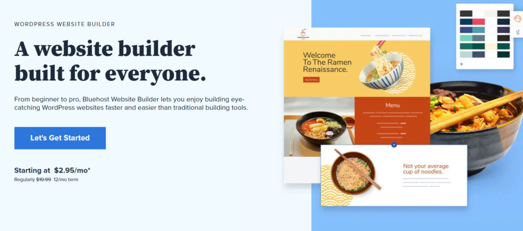 bluehost wordpress website builder