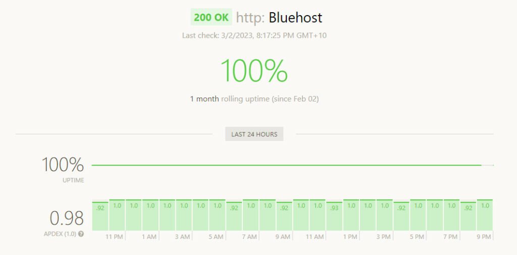 bluehost speed and uptime monitoring