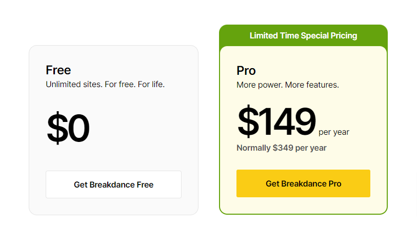 breakdance theme pricing