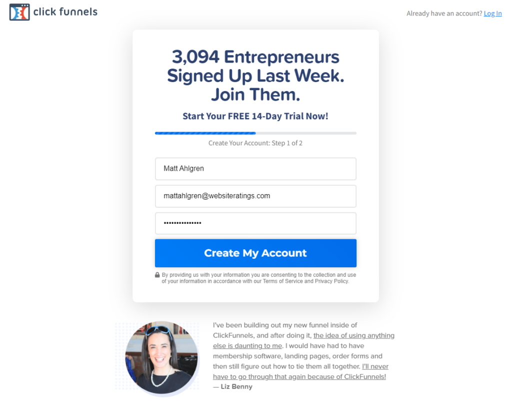 create clickfunnels account