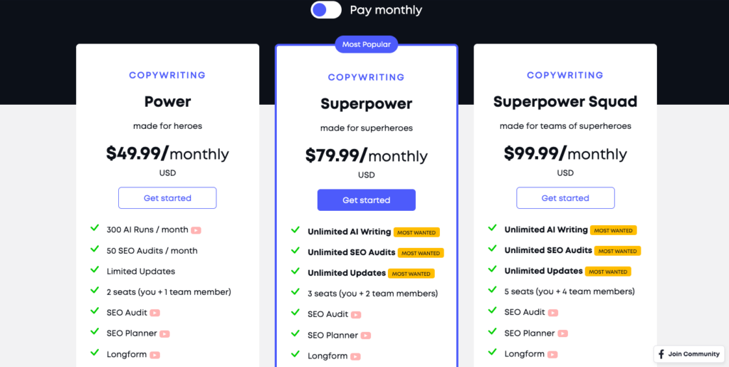 ClosersCopy Pricing