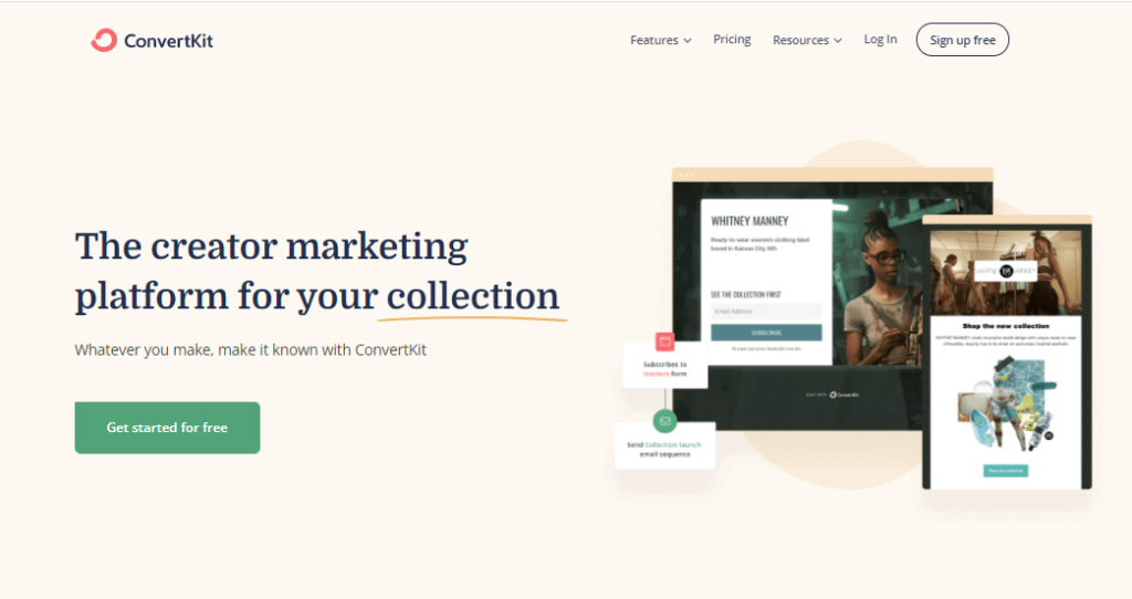 convertkit homepage