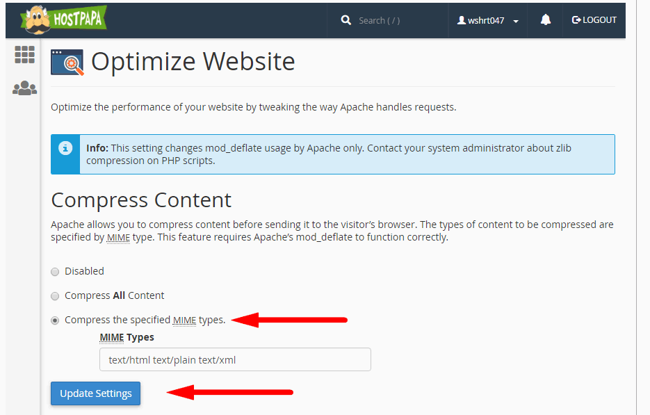 cpanel optimize website