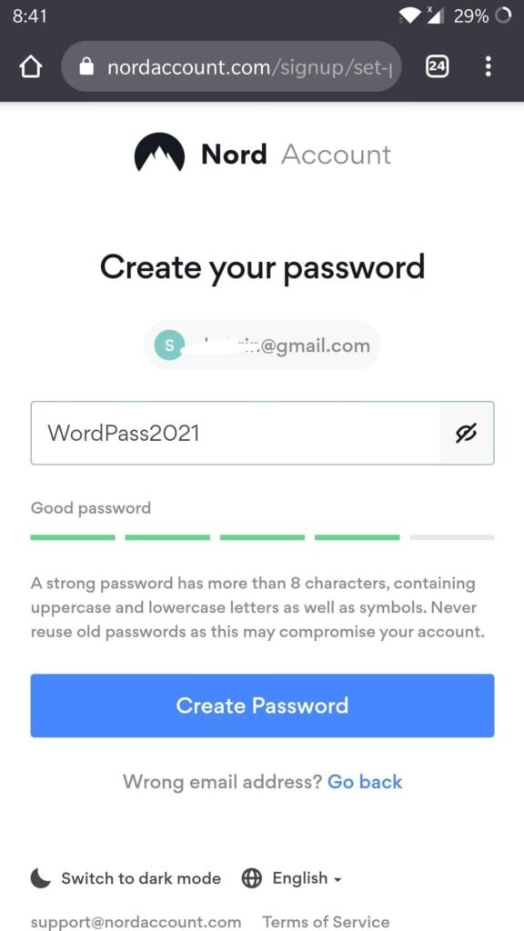 create nordpass account