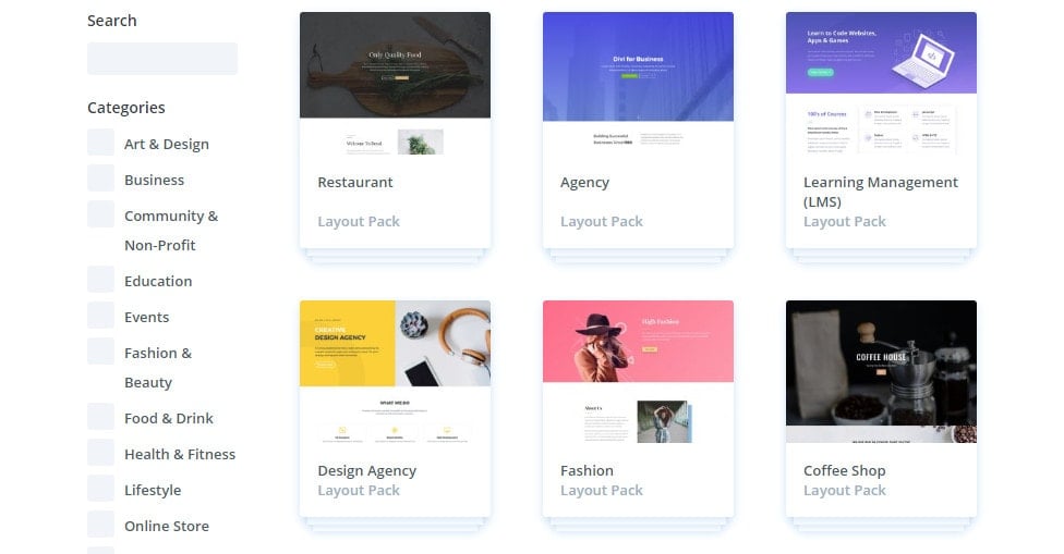 divi layout packs