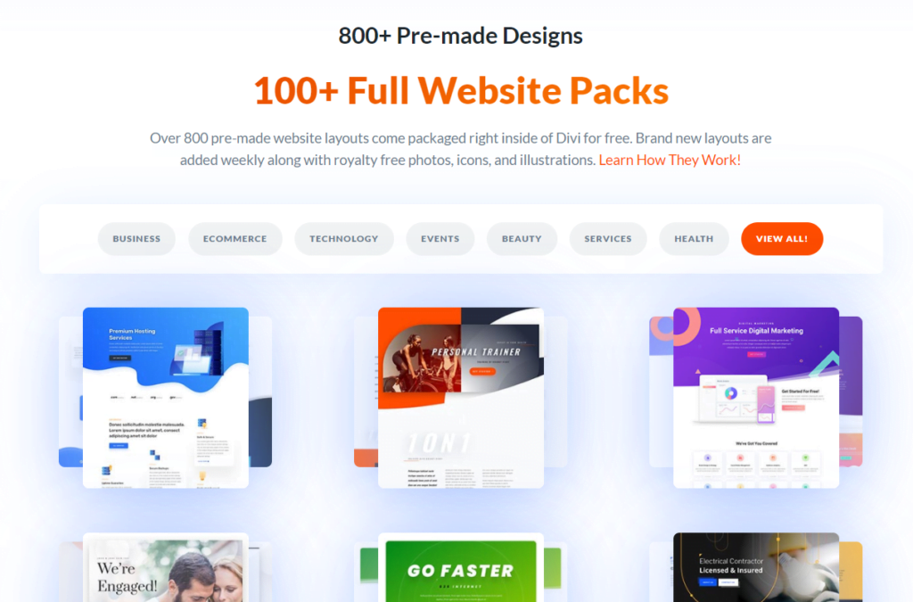 divi website packs