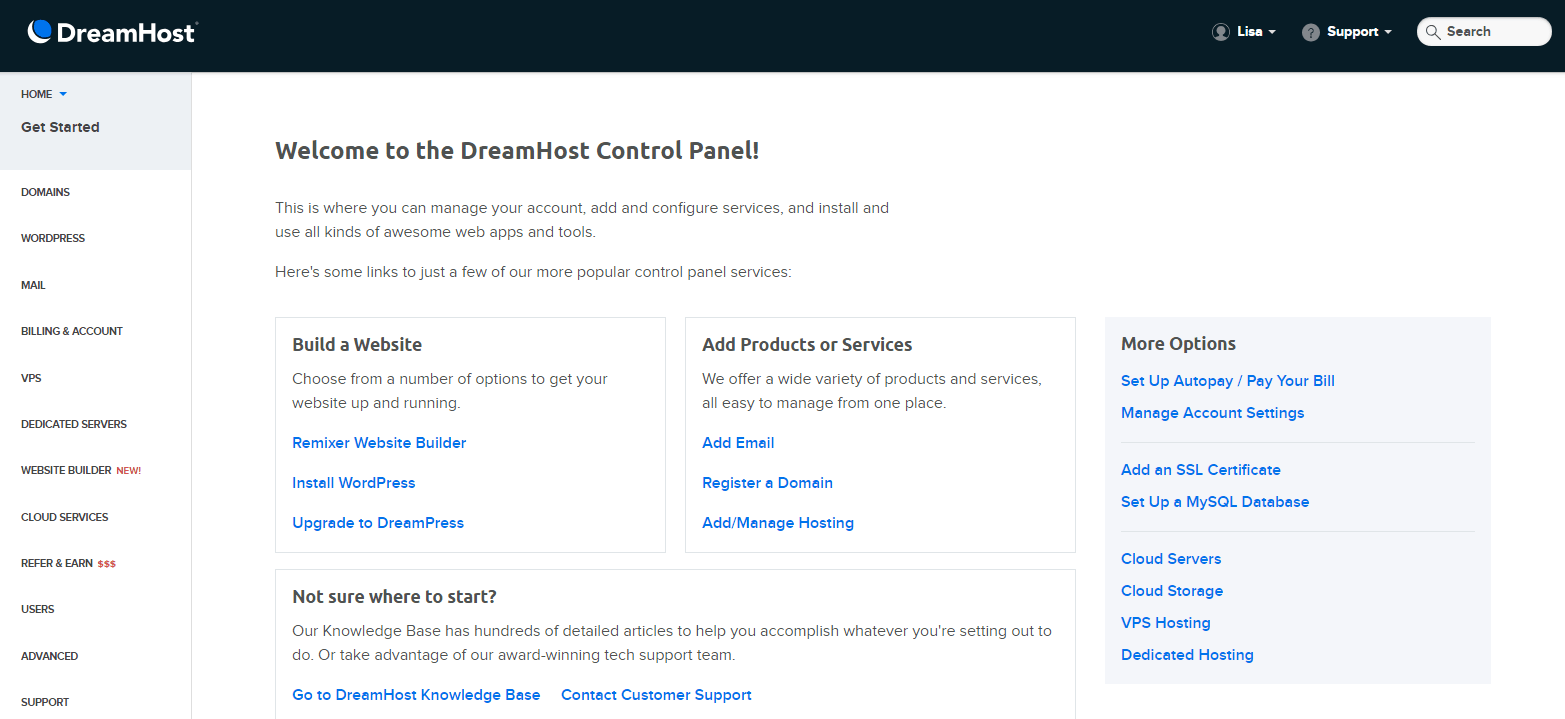 dreamhost control panel