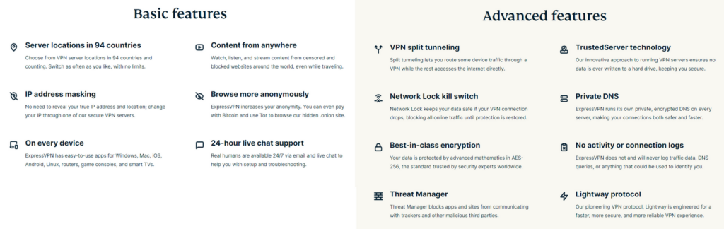 expressvpn main features