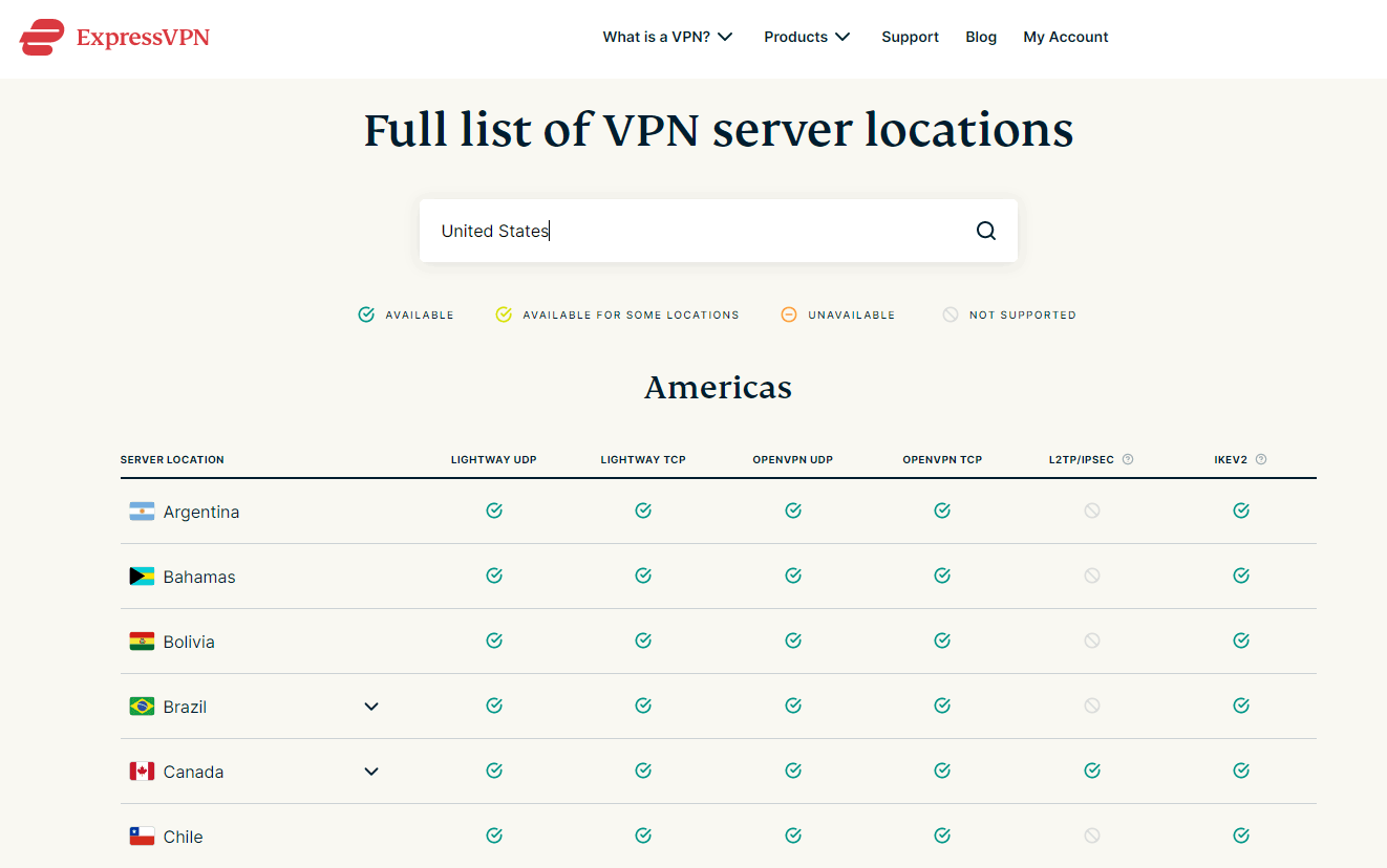 expressvpn server locations