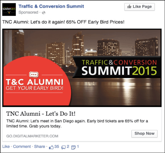 facebook retargeting example