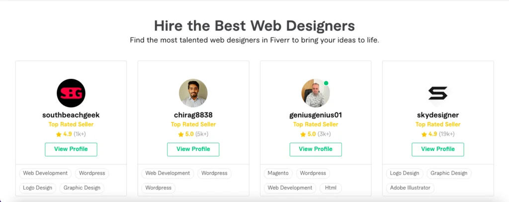 fiverr freelance web designers