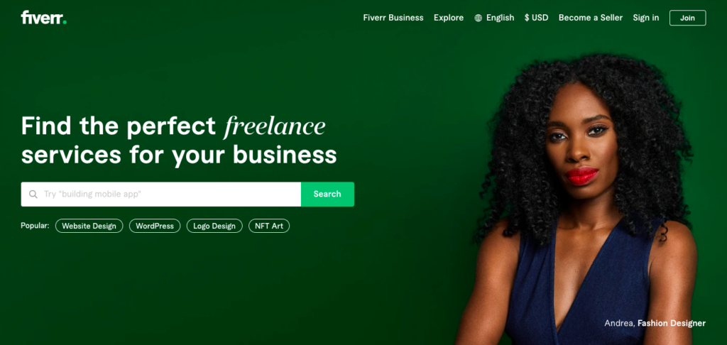 fiverr homepage