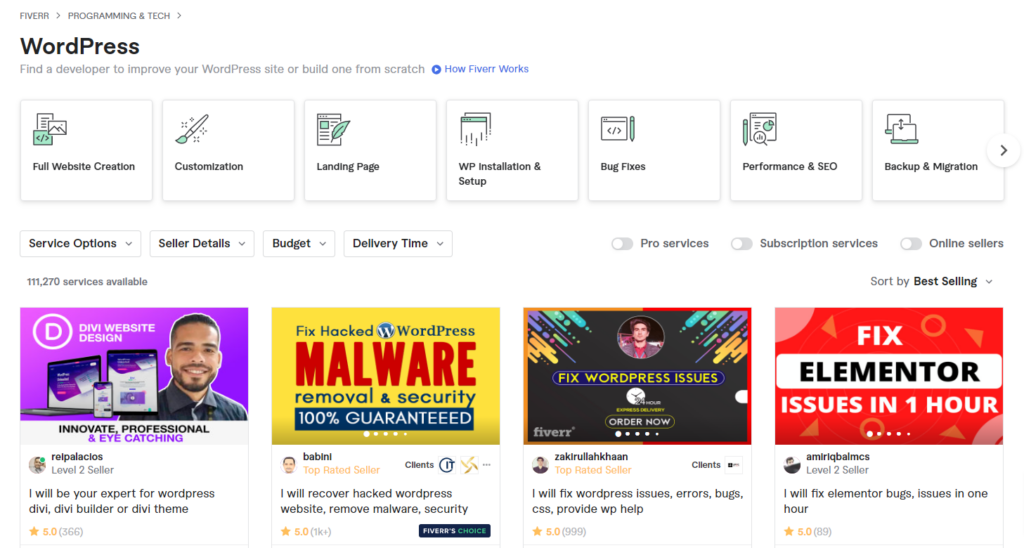 fiverr wordpress gigs