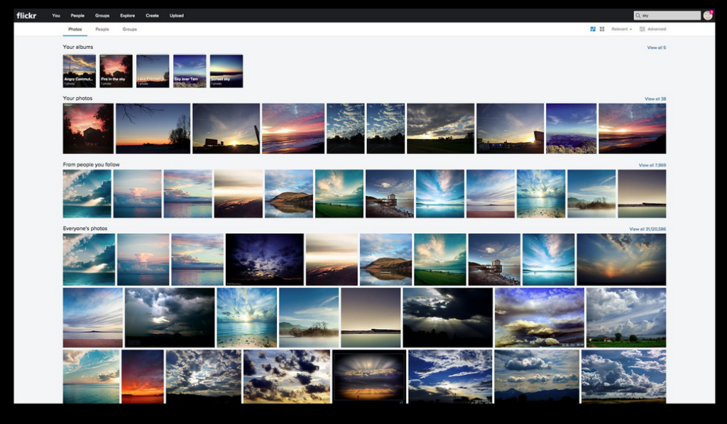 flickr photos dashboard