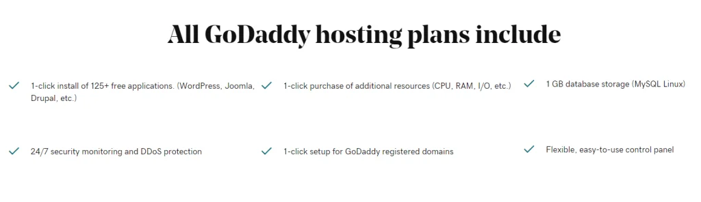 godaddy hosting features
