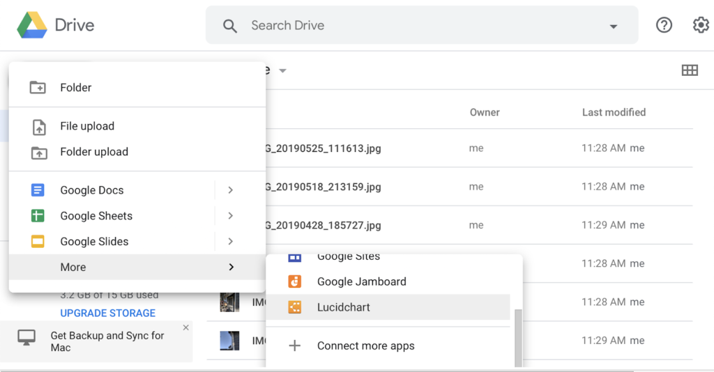 google drive dashboard