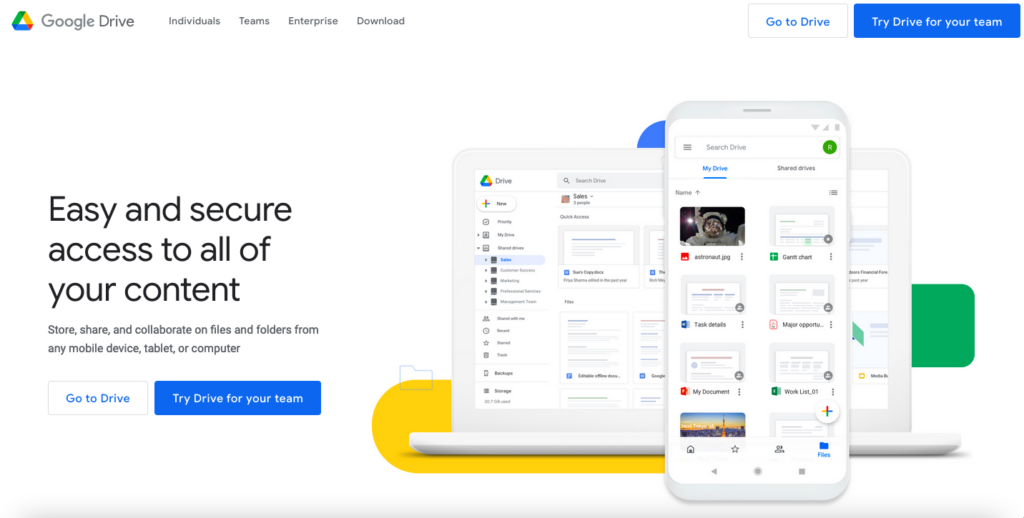 google drive homepage