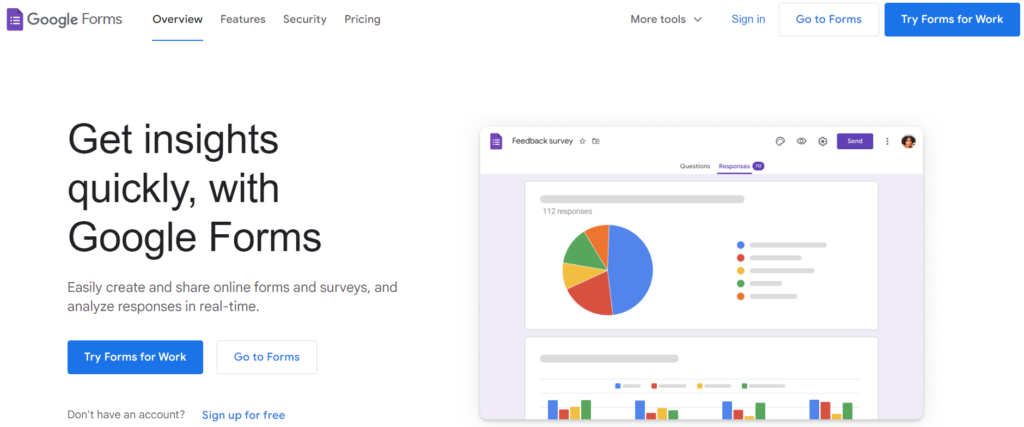 google forms homepage