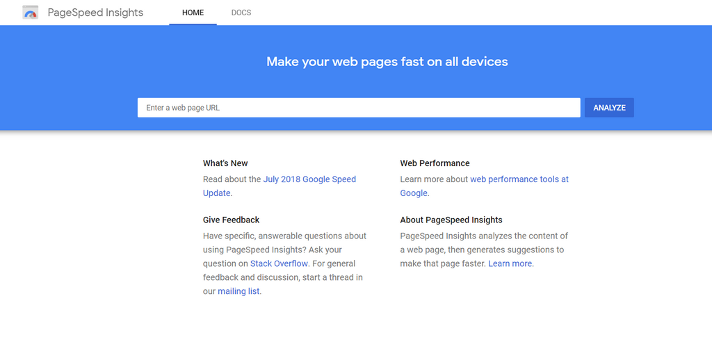 google page speed insights