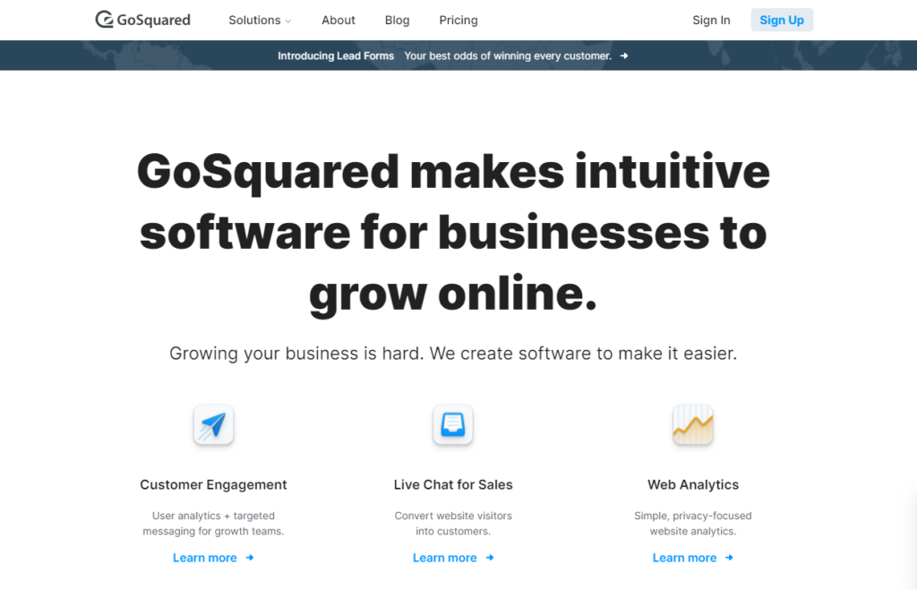 gosquared homepage