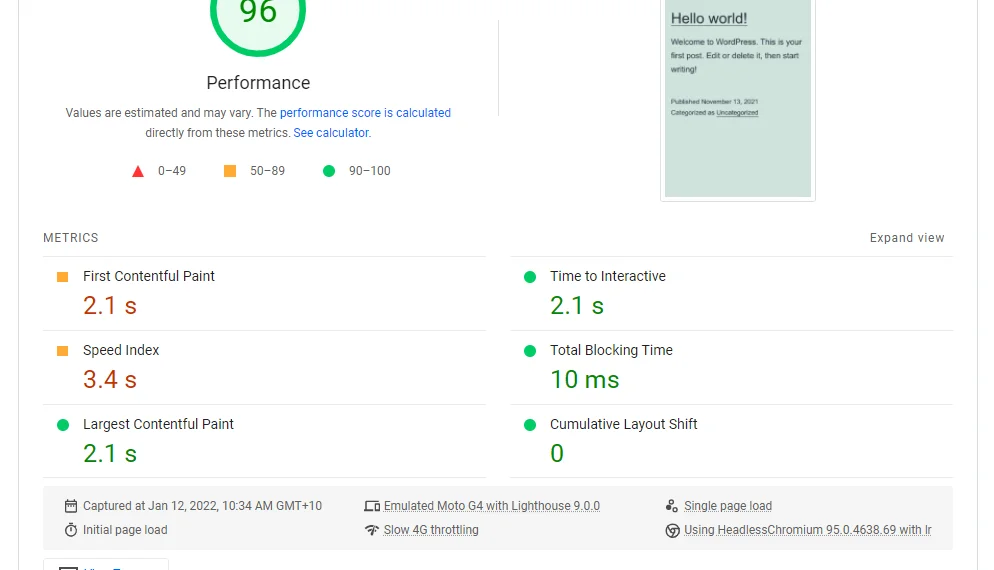 hostgator google page speed insights performance