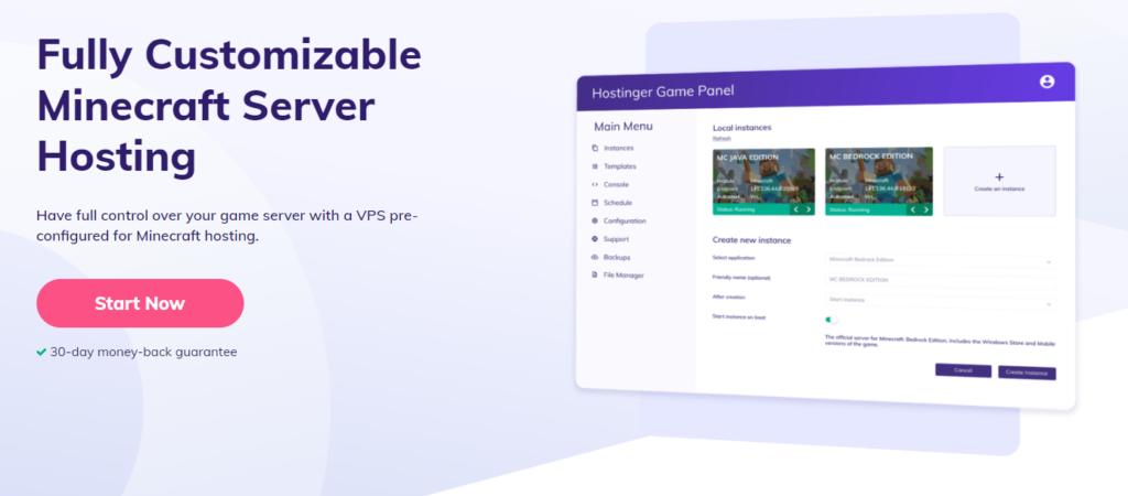 hostinger minecraft vps server hosting