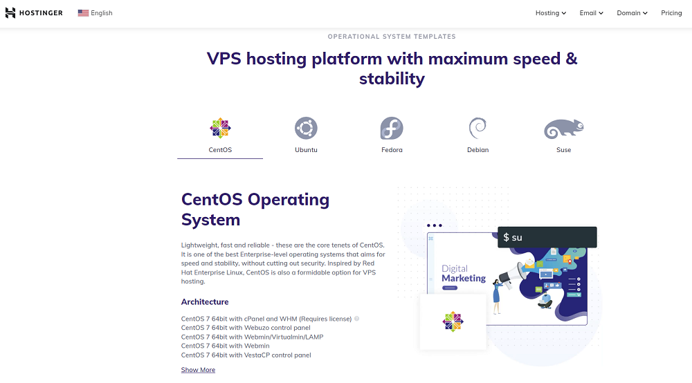 hostinger operating system options