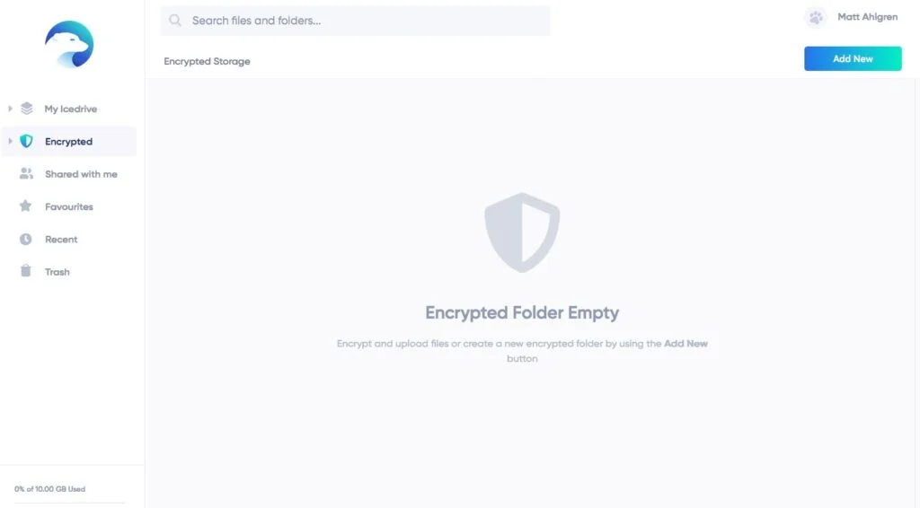 icedrive encrypted folder