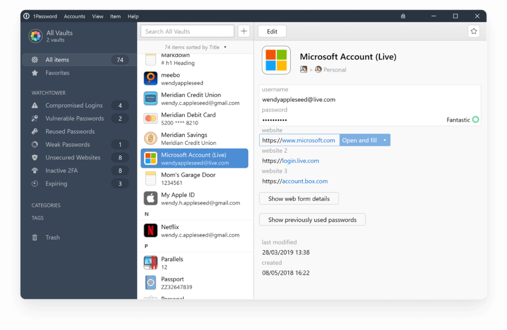 1password vault