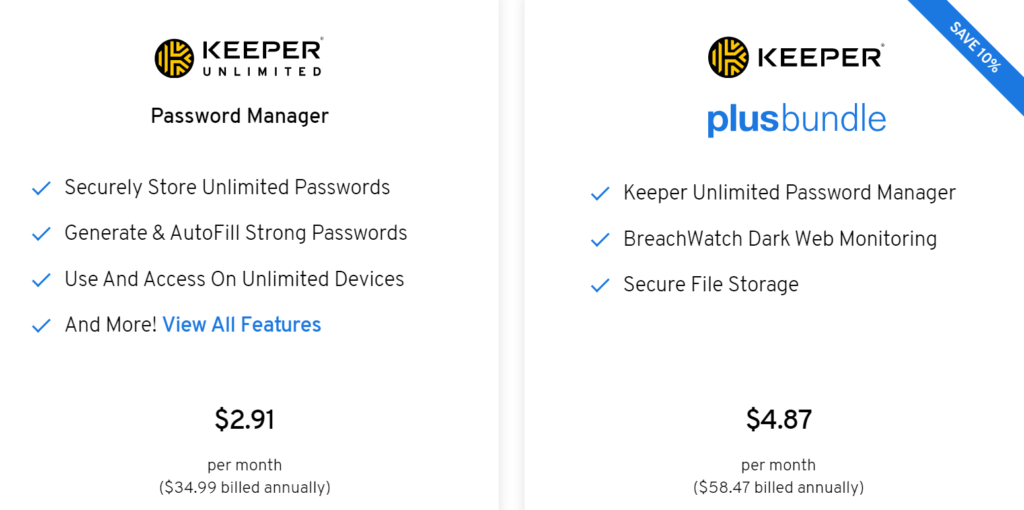 keeper pricing