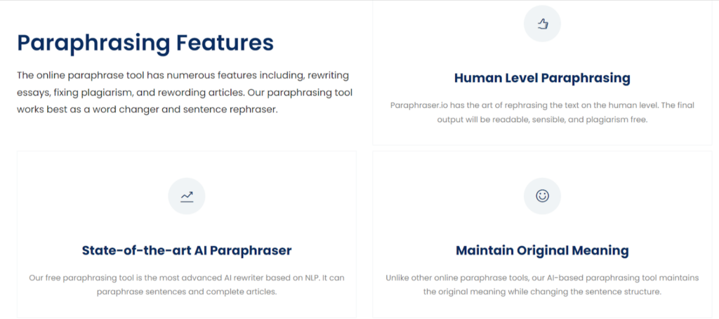 Paraphraser.io Features