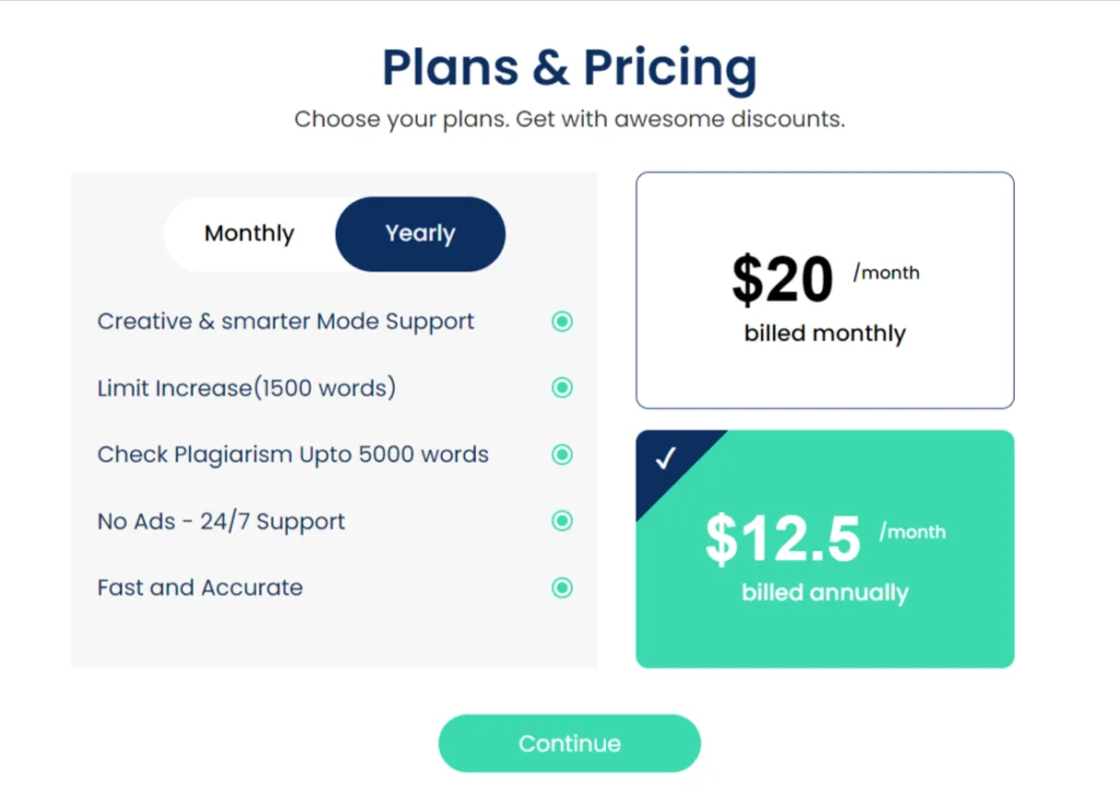 Paraphraser.io Pricing Plans