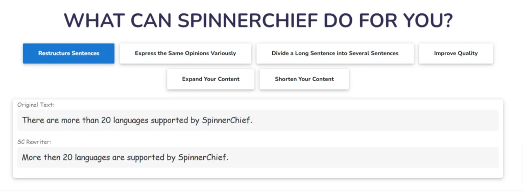 Spinner Chief Features