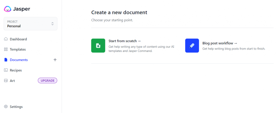 create a new document in jasper