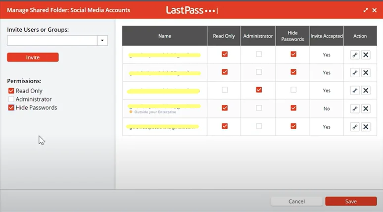 lastpass password sharing