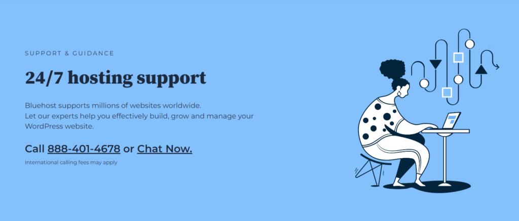 bluehost live chat support, phone support, and email support