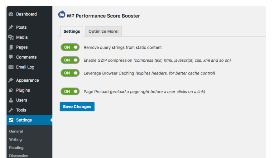 WP Performance Score Booster Features