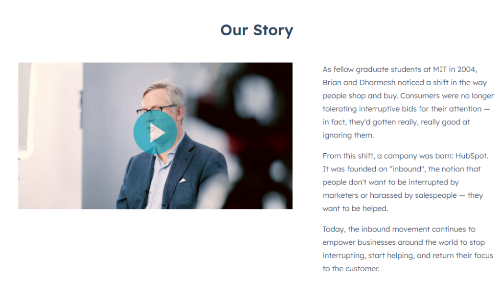 HubSpot our story page