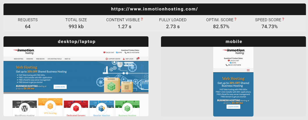 inmotion hosting speed test