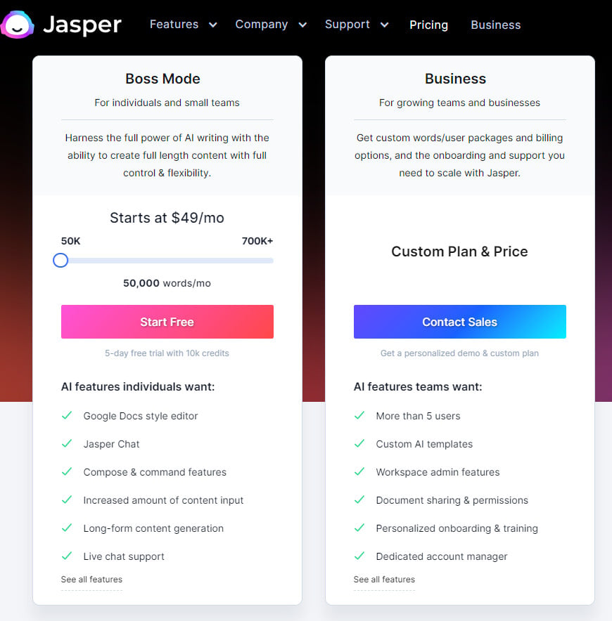 jasper.ai pricing plans