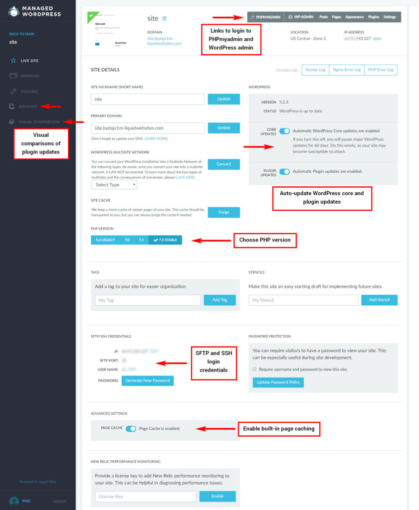 managed wordpress dashboard